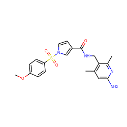 COc1ccc(S(=O)(=O)n2ccc(C(=O)NCc3c(C)cc(N)nc3C)c2)cc1 ZINC000114079433