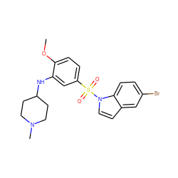 COc1ccc(S(=O)(=O)n2ccc3cc(Br)ccc32)cc1NC1CCN(C)CC1 ZINC000035262116
