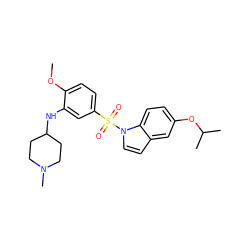 COc1ccc(S(=O)(=O)n2ccc3cc(OC(C)C)ccc32)cc1NC1CCN(C)CC1 ZINC000035262115