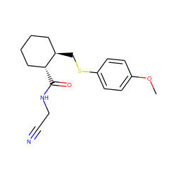 COc1ccc(SC[C@@H]2CCCC[C@H]2C(=O)NCC#N)cc1 ZINC000013680796