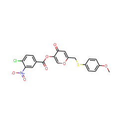 COc1ccc(SCc2cc(=O)c(OC(=O)c3ccc(Cl)c([N+](=O)[O-])c3)co2)cc1 ZINC000095574306