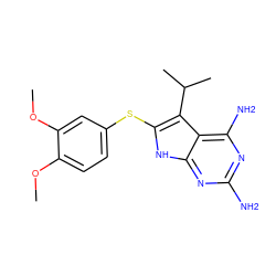 COc1ccc(Sc2[nH]c3nc(N)nc(N)c3c2C(C)C)cc1OC ZINC000040917765