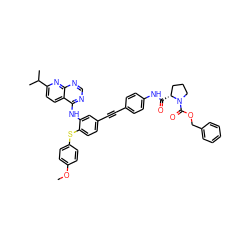 COc1ccc(Sc2ccc(C#Cc3ccc(NC(=O)[C@@H]4CCCN4C(=O)OCc4ccccc4)cc3)cc2Nc2ncnc3nc(C(C)C)ccc23)cc1 ZINC000198010228