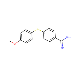 COc1ccc(Sc2ccc(C(=N)N)cc2)cc1 ZINC000019866465