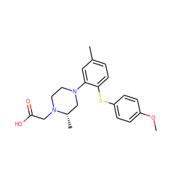 COc1ccc(Sc2ccc(C)cc2N2CCN(CC(=O)O)[C@@H](C)C2)cc1 ZINC000028348513