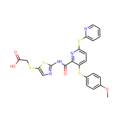 COc1ccc(Sc2ccc(Sc3ccccn3)nc2C(=O)Nc2ncc(SCC(=O)O)s2)cc1 ZINC000217113247