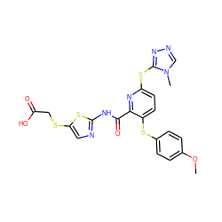 COc1ccc(Sc2ccc(Sc3nncn3C)nc2C(=O)Nc2ncc(SCC(=O)O)s2)cc1 ZINC000217103430