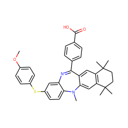 COc1ccc(Sc2ccc3c(c2)N=C(c2ccc(C(=O)O)cc2)c2cc4c(cc2N3C)C(C)(C)CCC4(C)C)cc1 ZINC000028708814