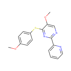 COc1ccc(Sc2nc(-c3ccccn3)ncc2OC)cc1 ZINC000001401649