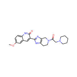 COc1ccc2[nH]c(=O)c(-c3nc4c([nH]3)CCN(C(=O)CN3CCCCC3)C4)cc2c1 ZINC000084616640