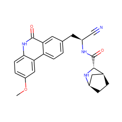 COc1ccc2[nH]c(=O)c3cc(C[C@@H](C#N)NC(=O)[C@H]4N[C@@H]5CC[C@H]4C5)ccc3c2c1 ZINC000219321960