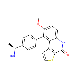 COc1ccc2[nH]c(=O)c3sccc3c2c1-c1ccc([C@H](C)N)cc1 ZINC000164966505