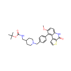 COc1ccc2[nH]c(=O)c3sccc3c2c1-c1ccc(CN2CCC(CNC(=O)OC(C)(C)C)CC2)cc1 ZINC000204650519