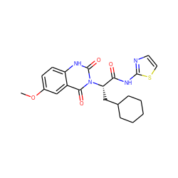 COc1ccc2[nH]c(=O)n([C@@H](CC3CCCCC3)C(=O)Nc3nccs3)c(=O)c2c1 ZINC000095602940