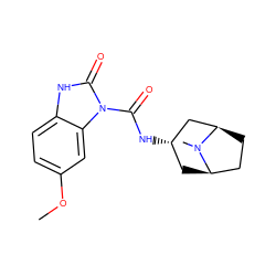 COc1ccc2[nH]c(=O)n(C(=O)N[C@H]3C[C@@H]4CC[C@H](C3)N4C)c2c1 ZINC000103234004