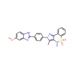 COc1ccc2[nH]c(-c3ccc(-n4nc5c(c4C)N(C)S(=O)(=O)c4ccccc4-5)cc3)nc2c1 ZINC000169307437