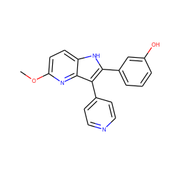 COc1ccc2[nH]c(-c3cccc(O)c3)c(-c3ccncc3)c2n1 ZINC000169323355