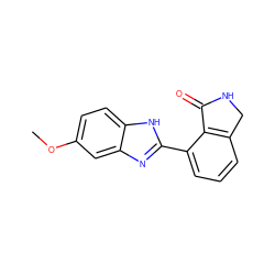 COc1ccc2[nH]c(-c3cccc4c3C(=O)NC4)nc2c1 ZINC000040845910