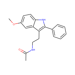 COc1ccc2[nH]c(-c3ccccc3)c(CCNC(C)=O)c2c1 ZINC000002568228