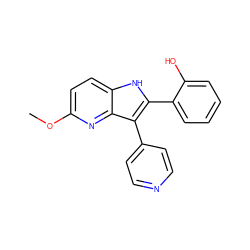 COc1ccc2[nH]c(-c3ccccc3O)c(-c3ccncc3)c2n1 ZINC000169323353