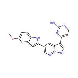 COc1ccc2[nH]c(-c3cnc4[nH]cc(-c5ccnc(N)n5)c4c3)cc2c1 ZINC001772578068