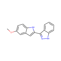 COc1ccc2[nH]c(-c3n[nH]c4ccccc34)cc2c1 ZINC000064750431