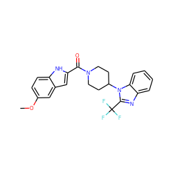 COc1ccc2[nH]c(C(=O)N3CCC(n4c(C(F)(F)F)nc5ccccc54)CC3)cc2c1 ZINC000014976943