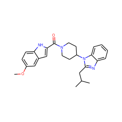 COc1ccc2[nH]c(C(=O)N3CCC(n4c(CC(C)C)nc5ccccc54)CC3)cc2c1 ZINC000014976940