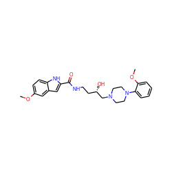 COc1ccc2[nH]c(C(=O)NCC[C@H](O)CN3CCN(c4ccccc4OC)CC3)cc2c1 ZINC000066148002