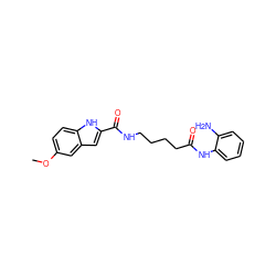 COc1ccc2[nH]c(C(=O)NCCCCC(=O)Nc3ccccc3N)cc2c1 ZINC000117587104