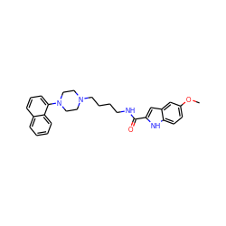 COc1ccc2[nH]c(C(=O)NCCCCN3CCN(c4cccc5ccccc45)CC3)cc2c1 ZINC000473247245