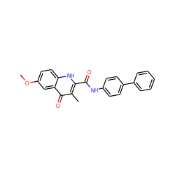 COc1ccc2[nH]c(C(=O)Nc3ccc(-c4ccccc4)cc3)c(C)c(=O)c2c1 ZINC000169350461