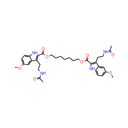 COc1ccc2[nH]c(C(=O)OCCCCCCCOC(=O)c3[nH]c4ccc(OC)cc4c3CCNC(C)=O)c(CCNC(C)=O)c2c1 ZINC000028648916