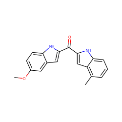 COc1ccc2[nH]c(C(=O)c3cc4c(C)cccc4[nH]3)cc2c1 ZINC000013687676