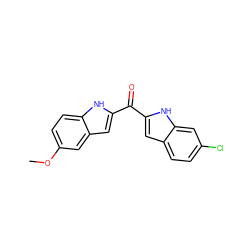 COc1ccc2[nH]c(C(=O)c3cc4ccc(Cl)cc4[nH]3)cc2c1 ZINC000013687709