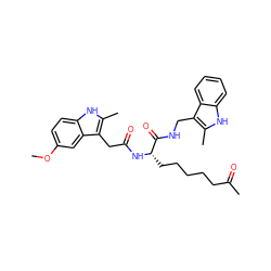 COc1ccc2[nH]c(C)c(CC(=O)N[C@@H](CCCCCC(C)=O)C(=O)NCc3c(C)[nH]c4ccccc34)c2c1 ZINC000036338710