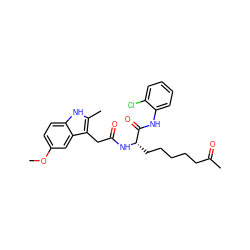 COc1ccc2[nH]c(C)c(CC(=O)N[C@@H](CCCCCC(C)=O)C(=O)Nc3ccccc3Cl)c2c1 ZINC000036338724