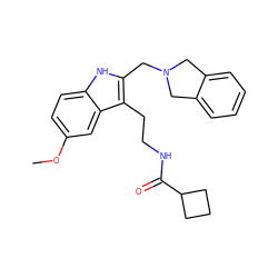 COc1ccc2[nH]c(CN3Cc4ccccc4C3)c(CCNC(=O)C3CCC3)c2c1 ZINC000169323504