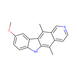 COc1ccc2[nH]c3c(C)c4ccncc4c(C)c3c2c1 ZINC000037866067