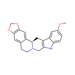 COc1ccc2[nH]c3c(c2c1)C[C@@H]1c2cc4c(cc2CCN1C3)OCO4 ZINC000209376297