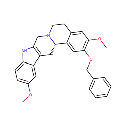 COc1ccc2[nH]c3c(c2c1)C[C@H]1c2cc(OCc4ccccc4)c(OC)cc2CCN1C3 ZINC000209393896