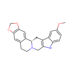 COc1ccc2[nH]c3c(c2c1)C[C@H]1c2cc4c(cc2CCN1C3)OCO4 ZINC000209370989