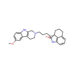 COc1ccc2[nH]c3c(c2c1)CCN(CCCC[C@]12CCCc4cccc(c41)NC2=O)C3 ZINC000013473726