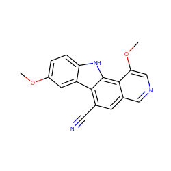 COc1ccc2[nH]c3c4c(OC)cncc4cc(C#N)c3c2c1 ZINC000217045226