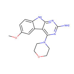 COc1ccc2[nH]c3nc(N)nc(N4CCOCC4)c3c2c1 ZINC000221382408