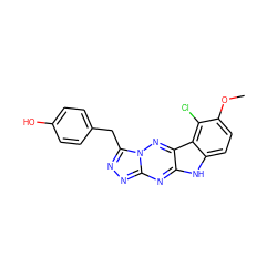 COc1ccc2[nH]c3nc4nnc(Cc5ccc(O)cc5)n4nc3c2c1Cl ZINC000006744647