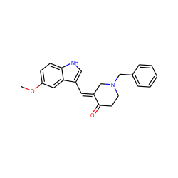 COc1ccc2[nH]cc(/C=C3\CN(Cc4ccccc4)CCC3=O)c2c1 ZINC000013470149