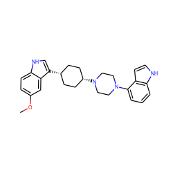 COc1ccc2[nH]cc([C@H]3CC[C@@H](N4CCN(c5cccc6[nH]ccc56)CC4)CC3)c2c1 ZINC000101181157