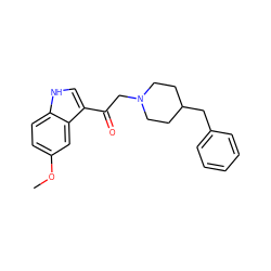 COc1ccc2[nH]cc(C(=O)CN3CCC(Cc4ccccc4)CC3)c2c1 ZINC000002403280