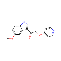 COc1ccc2[nH]cc(C(=O)COc3ccncc3)c2c1 ZINC000299856098